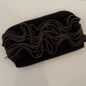 J. Crew Black Clutch with Gold Detailing